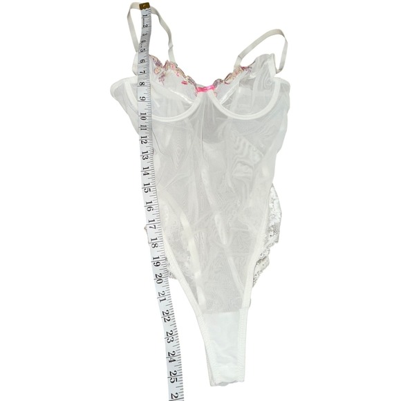 Baby Doll Sexy Bodysuit Sheer Mesh lace Underwired Fairy 90s Y2K Softgirl Sz S - Picture 6 of 8